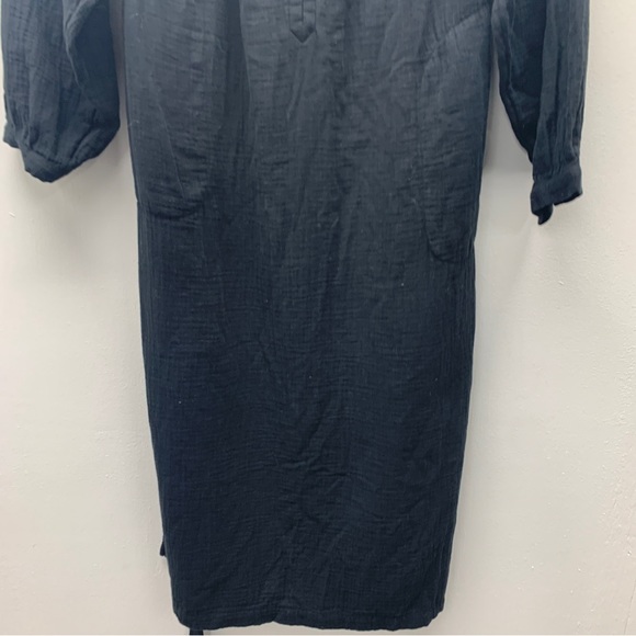universal thread medium shirt dress balloon sleeve black gauze cotton midi new - Picture 3 of 13